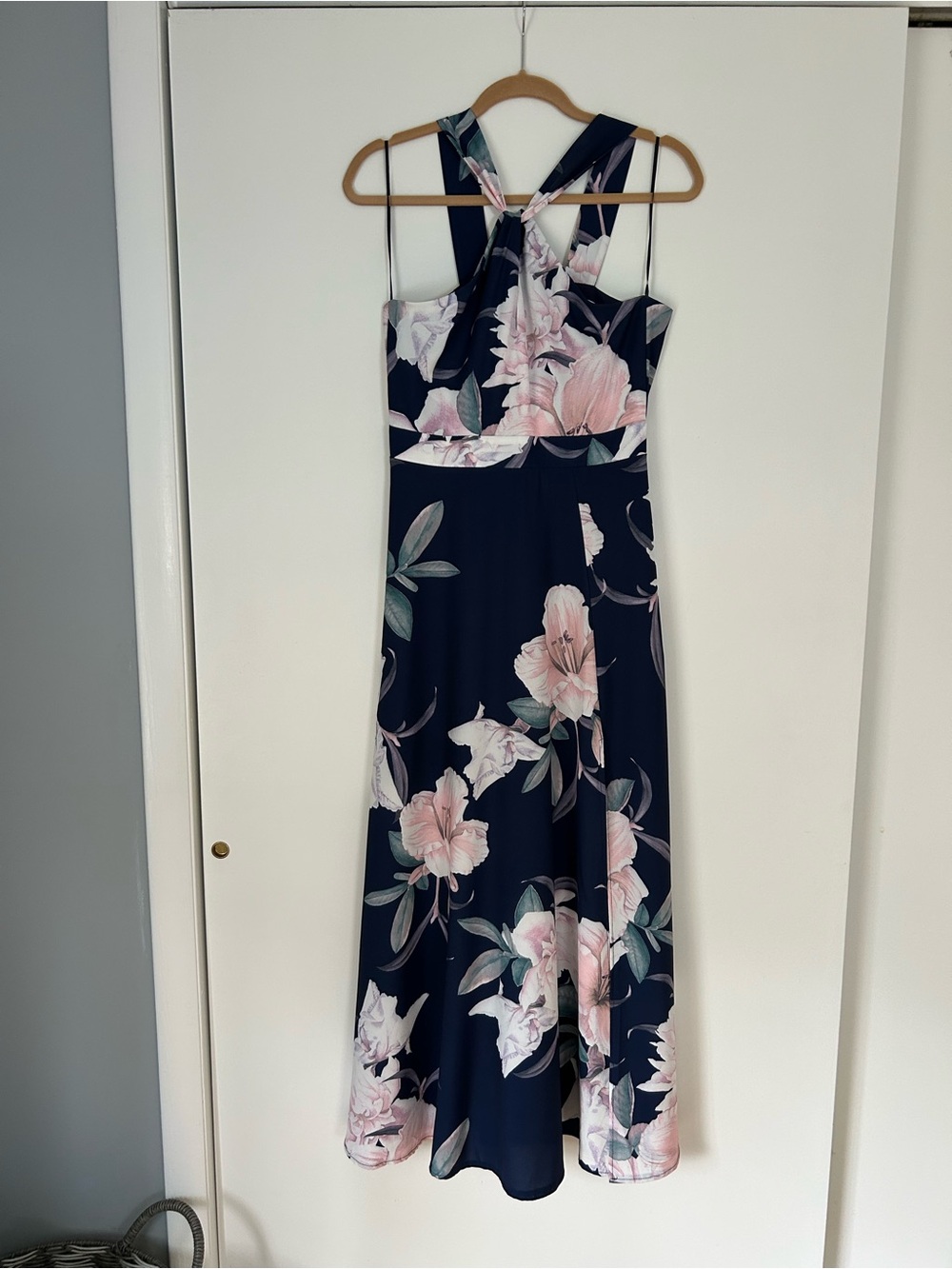 Petal & Pup Navy Maxi Dress with Pink Floral Print